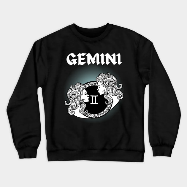 Gemini Twins Gothic Style Crewneck Sweatshirt by MysticZodiac